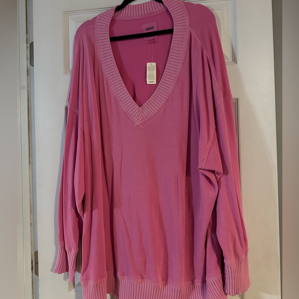 Aerie VERY oversized deep V sweater.